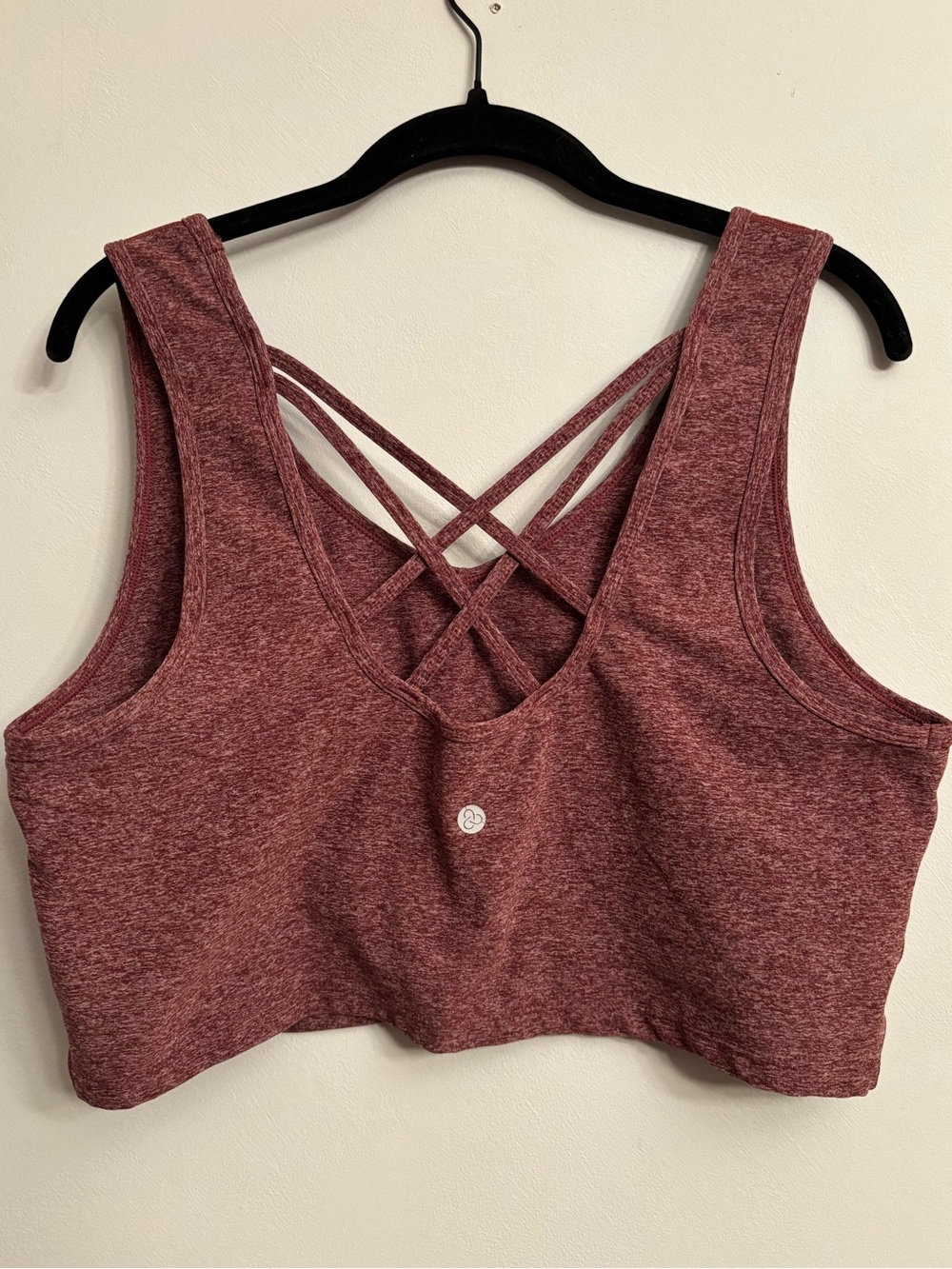 Zella Strappy Back Sports Bra in Maroon Heather